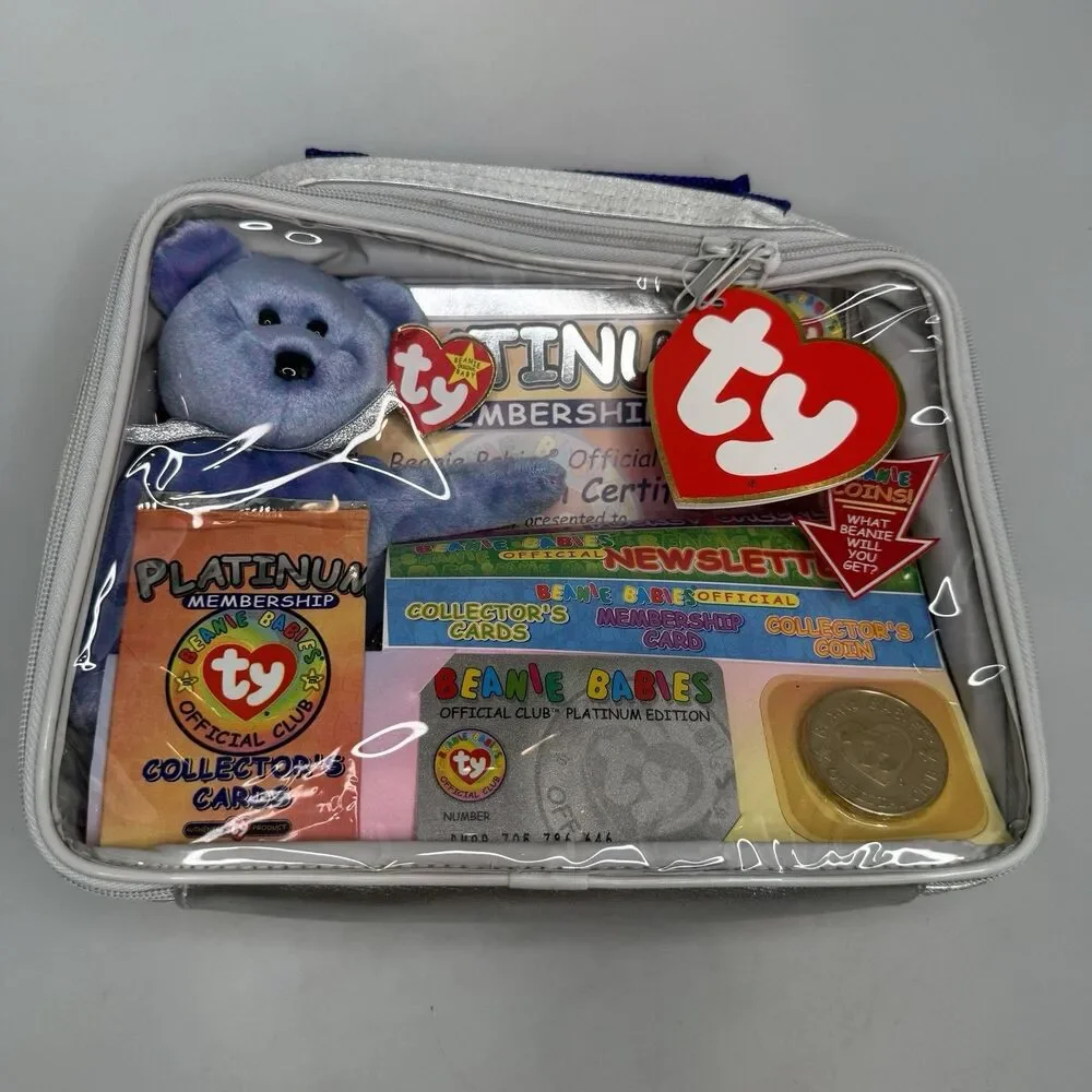 TY Beanie Baby Clubby II Bear & Coin With Platinum Edition Club Kit Sealed NEW